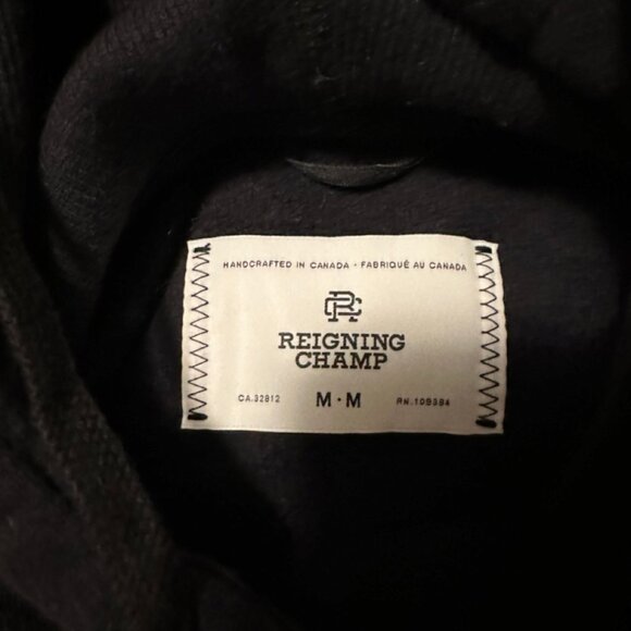 Reigning Champ - Black Heavyweight Fleece Hoodie - Sz M - Picture 3 of 5